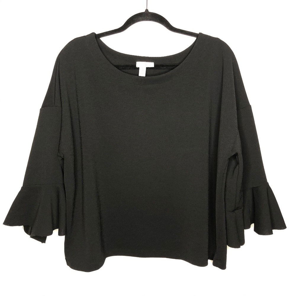 Halogen Black Bell Sleeve Blouse Sz XL